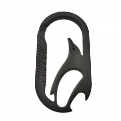 Multifunctional Titanium Alloy Quick Release Carabiner Keyring Waist Clip Key Bottle Opener Holder Car Accessory - Black