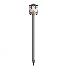 Rotating Decompression Fidget Pen with 12 Colors Switchable Metal Spinner Ballpoint Pencil Tips Anti-Anxiety Sensory Toy - Silver