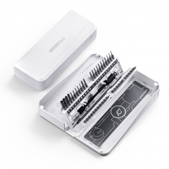 47 in 1 Precision Magnetic Screwdriver Set CR-V Steel Phillips & Hex Bits with Rotating Handle for Electronic Device Repair Hand Tools - White