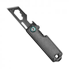 Mini Keychain Multifunctional Folding Pocket Knife EDC Multi-Tool Built-in Ruler Wrench Saw for Outdoor Survival & Daily Use - Black