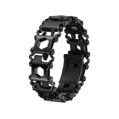 29 in 1 Multitool Bracelet 22cm SS Wearable Survival Watch Band Compatible with Utility Wrist Tool for Camping Hiking Travel Sailing - Narrow Black