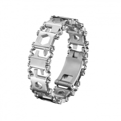 29 in 1 Multitool Bracelet 22cm SS Wearable Survival Watch Band Compatible with Utility Wrist Tool for Camping Hiking Travel Sailing - Narrow Silver