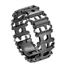 29 in 1 Multitool Bracelet 22cm SS Wearable Survival Watch Band Compatible with Utility Wrist Tool for Camping Hiking Travel Sailing - Wide Black